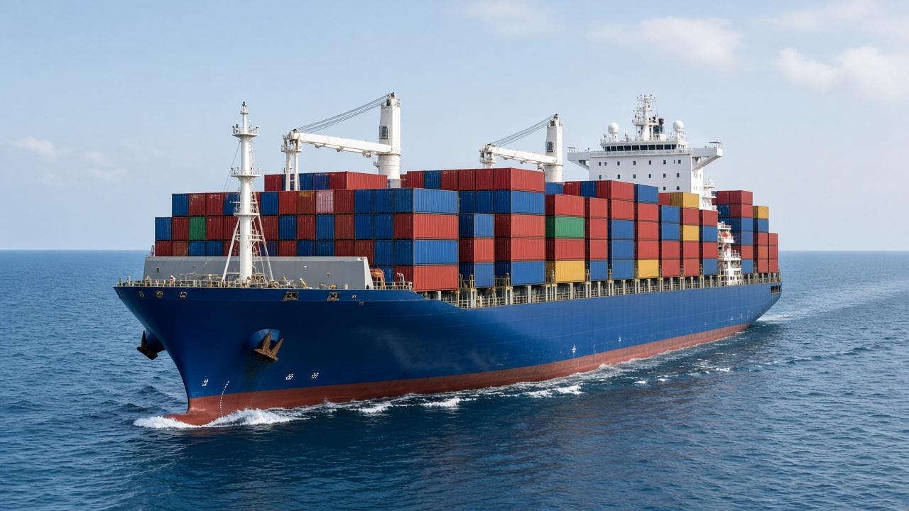 Container ship loaded for sea freight